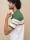 Men Smart Fit Engineered Polo T-Shirt Green with White EN15