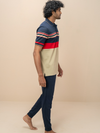 Men Smart Fit Engineered Polo T-Shirt Navy with Green EN18