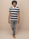 Men Smart Fit Engineered Polo T-Shirt OffWhite with Navy EN22
