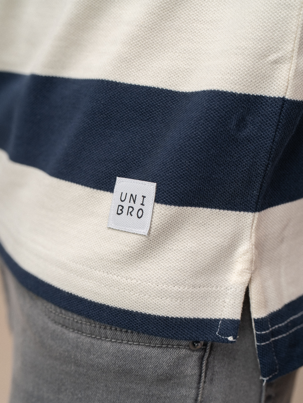 Men Smart Fit Engineered Polo T-Shirt OffWhite with Navy EN22