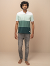 Men Smart Fit Engineered Polo T-Shirt White with Green EN25