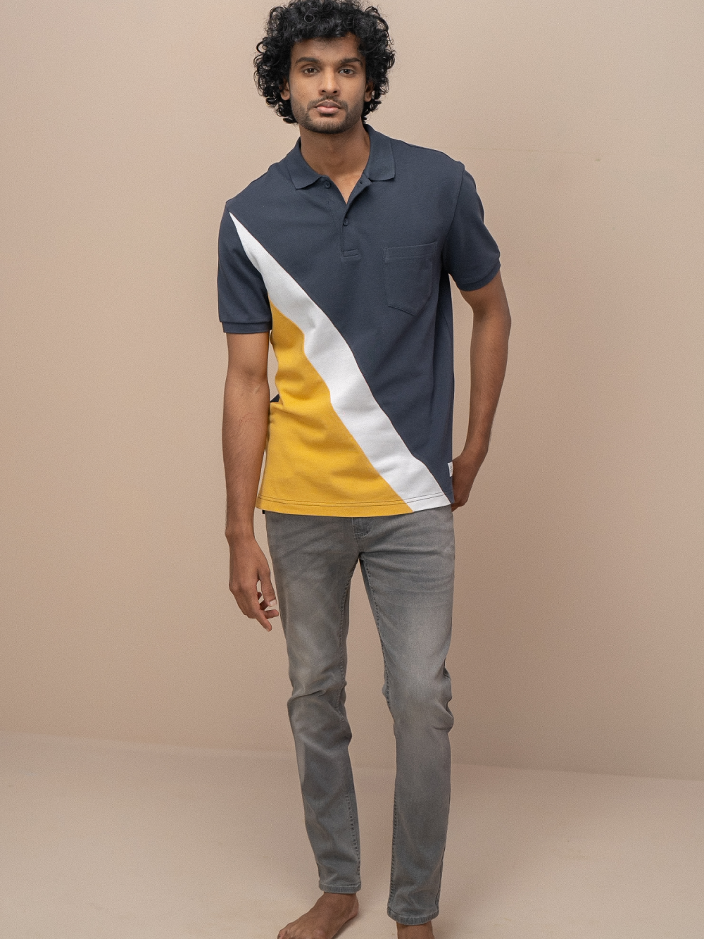 Men Smart Fit Engineered Polo T-Shirt Navy EN28