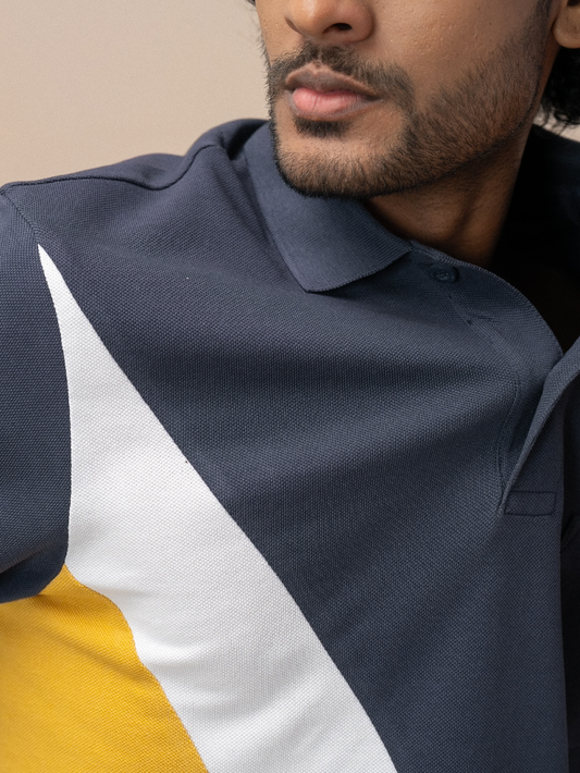 Men Smart Fit Engineered Polo T-Shirt Navy EN28
