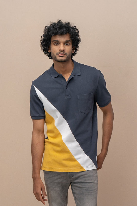 Men Smart Fit Engineered Polo T-Shirt Navy EN28