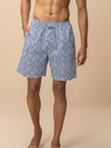 Men 100% Combed Cotton Blue Woven Printed Boxer Long Shorts WB51