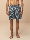 Men 100% Combed Cotton Navy Woven Printed Boxer Long Shorts WB56